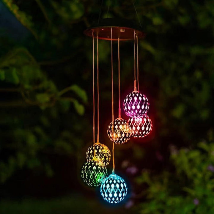 GlowSphere – Solar Metal Orb Wind Chime with Color - Changing LED Lights - Wind Chime - Wild Eye Vision
