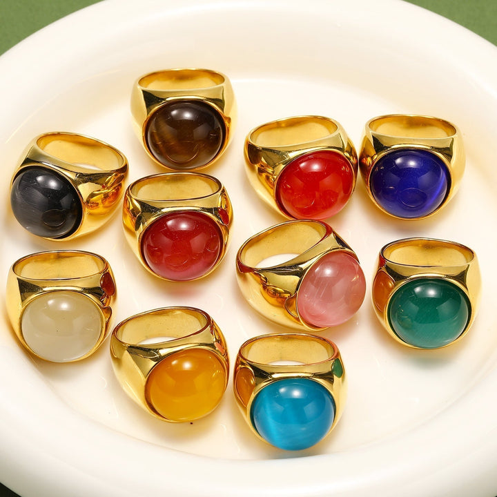 Ring mit Großem Katzenauge-Stein – Liora