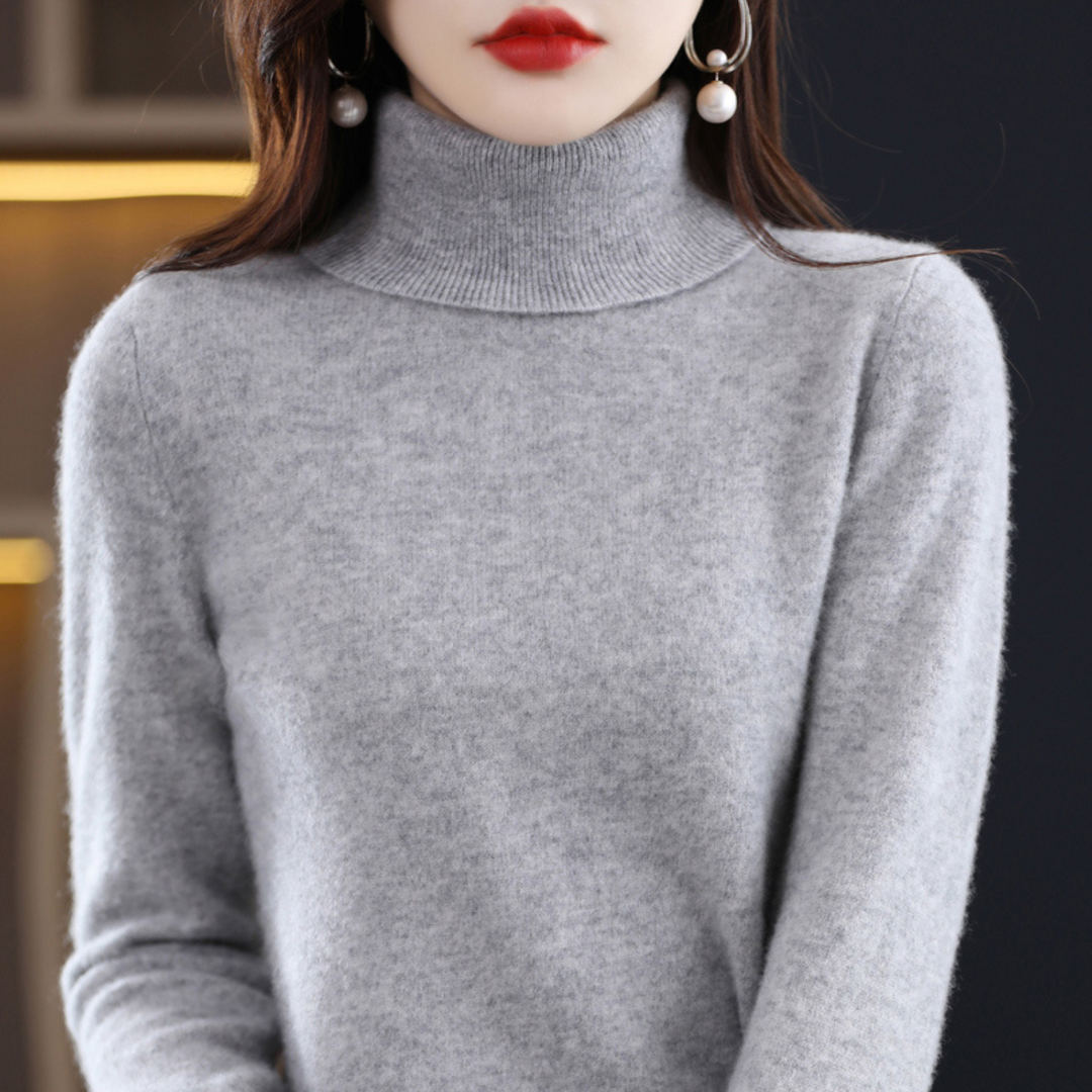 Damen‑Rollkragenpullover aus 100 % Kaschmir – weich, normale Passform