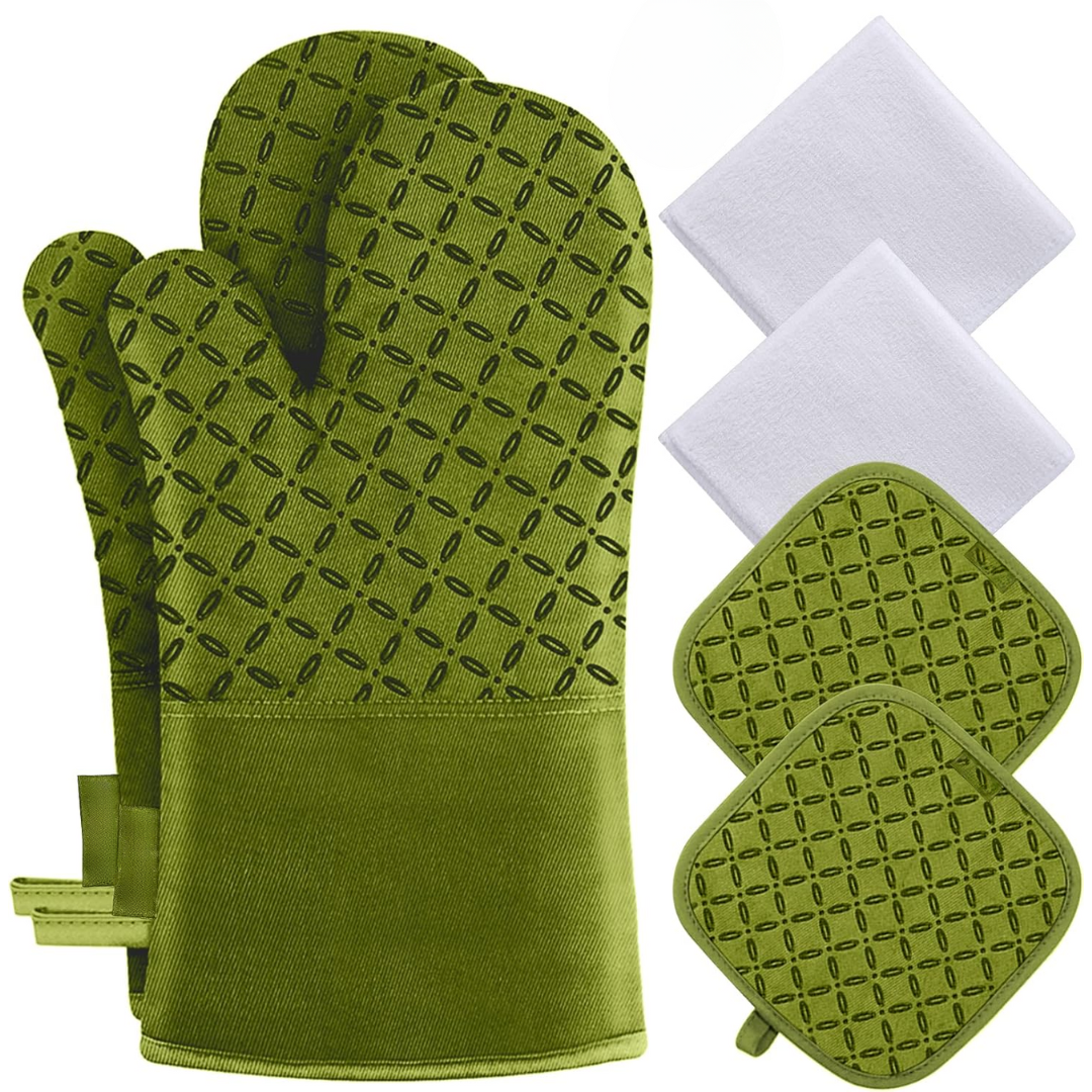 6-teiliges Set hitzebeständiger Ofenhandschuhe und Topflappen