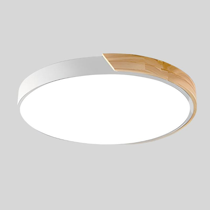 Runde Nordic-Macaron-Deckenlampe aus Holz