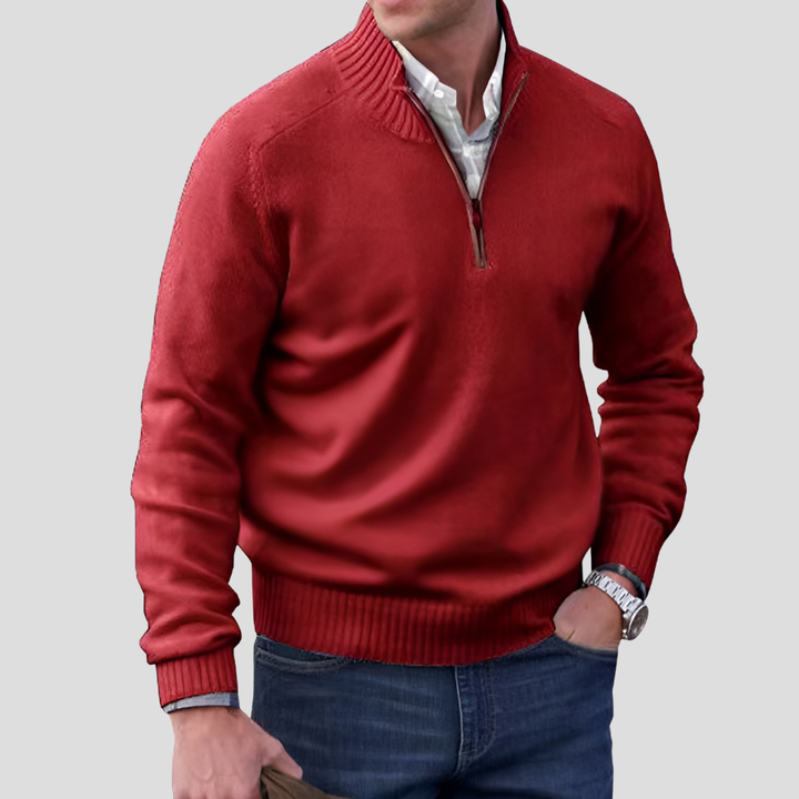 Baumwollpullover mit Reißverschlusskragen für Herren