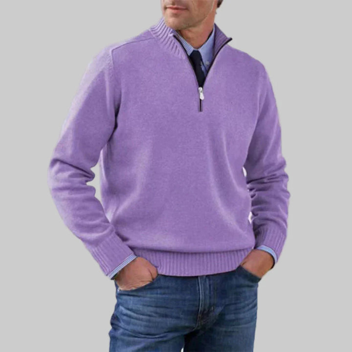 Herrenpullover mit halbem Reißverschluss