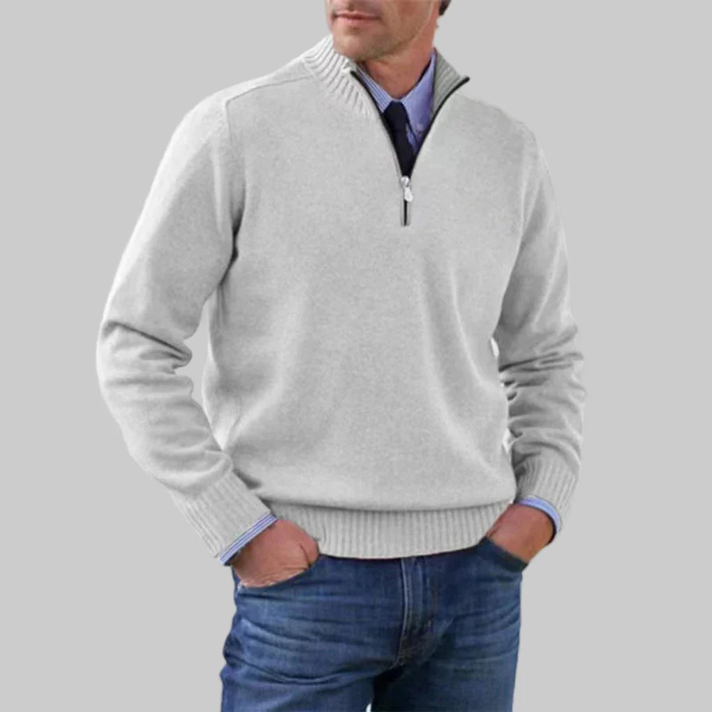Herrenpullover mit halbem Reißverschluss