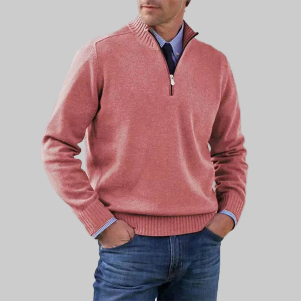 Herrenpullover mit halbem Reißverschluss
