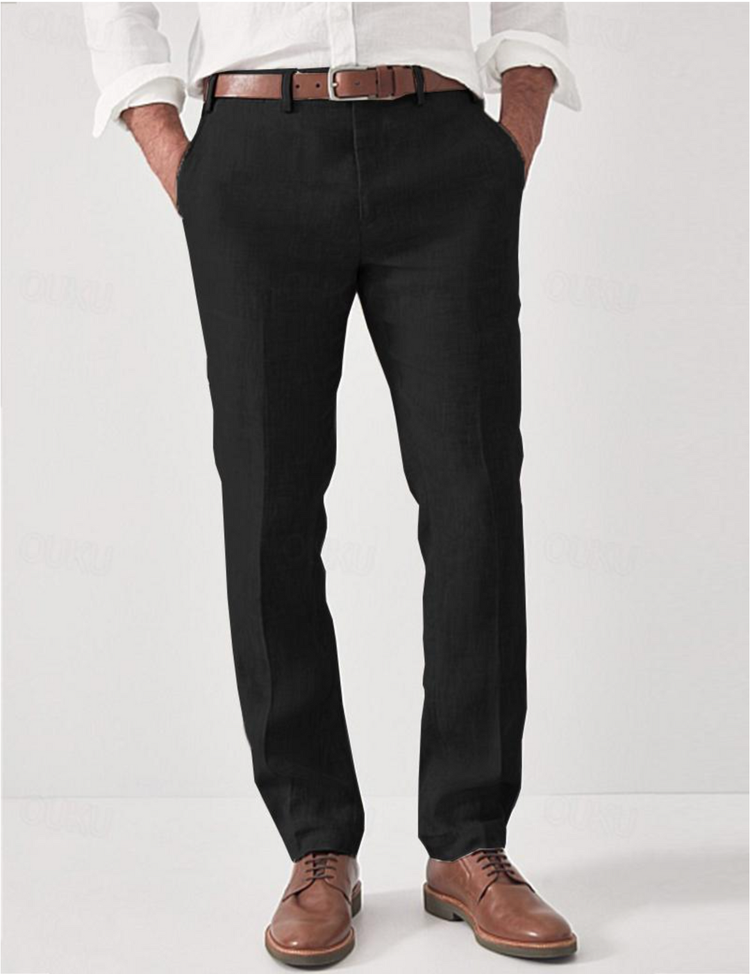 Herren-Leinenhose mit Gürtelschlaufen