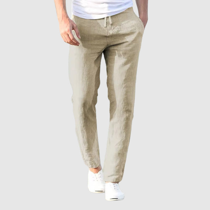 Herren-Leinenhose mit Kordelzugbund