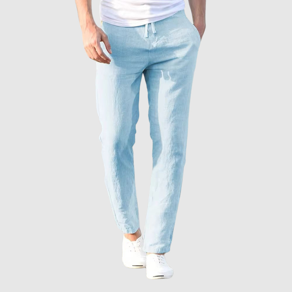 Herren-Leinenhose mit Kordelzugbund
