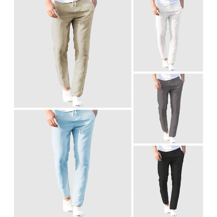 Herren-Leinenhose mit Kordelzugbund