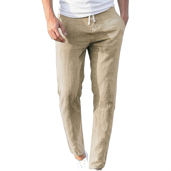 Herren-Leinenhose mit Kordelzugbund