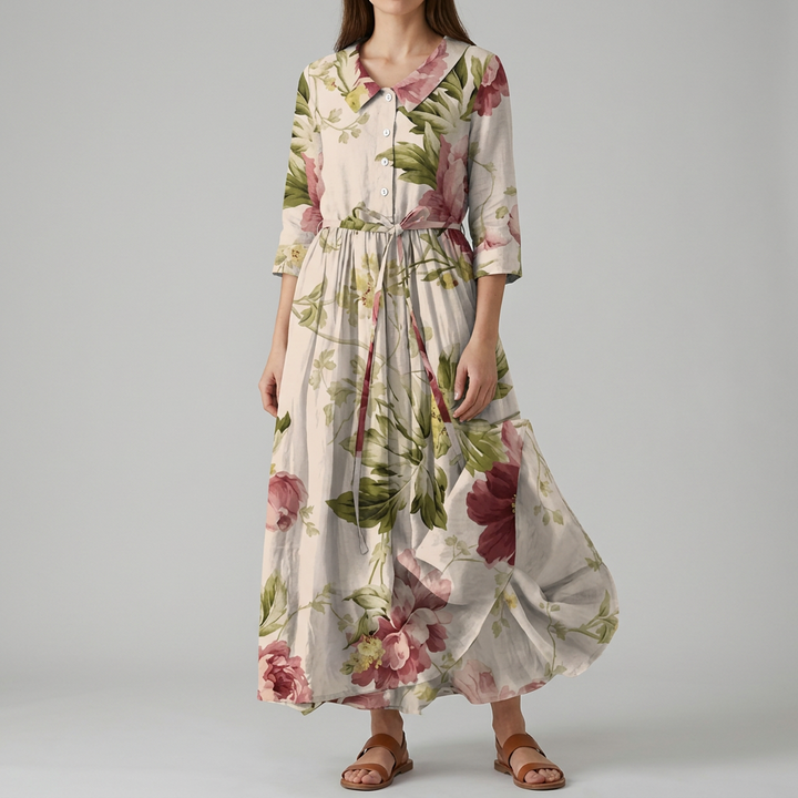 Blumiges Bohemian Maxi Shirt Kleid