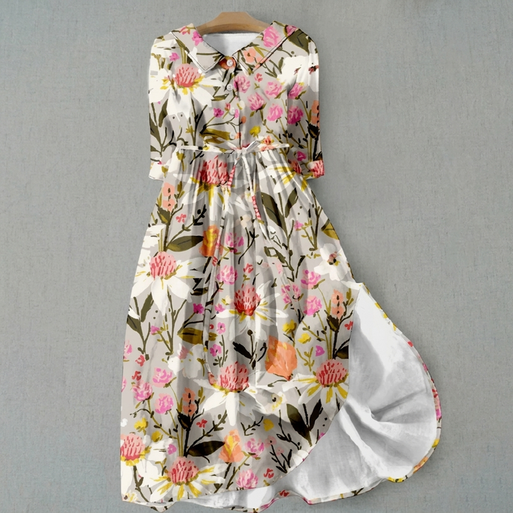Blumiges Bohemian Maxi Shirt Kleid