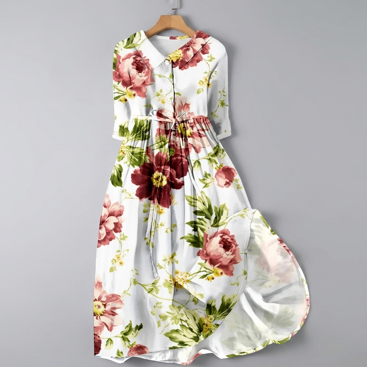 Blumiges Bohemian Maxi Shirt Kleid