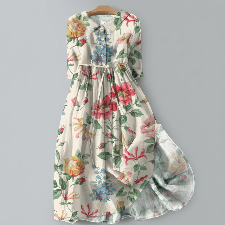 Blumiges Bohemian Maxi Shirt Kleid