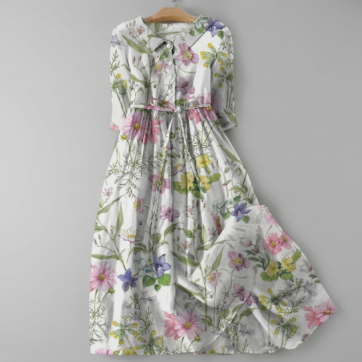 Blumiges Bohemian Maxi Shirt Kleid