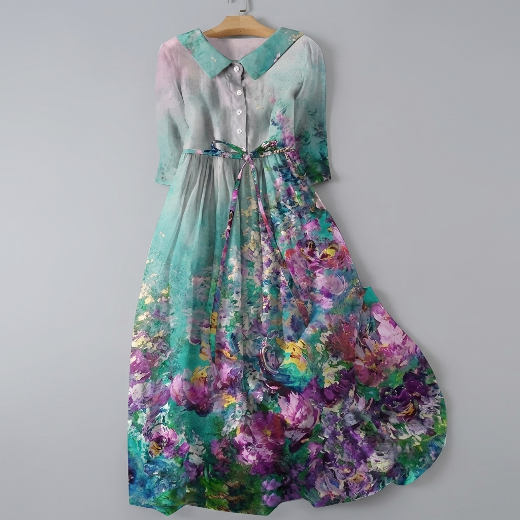Blumiges Bohemian Maxi Shirt Kleid