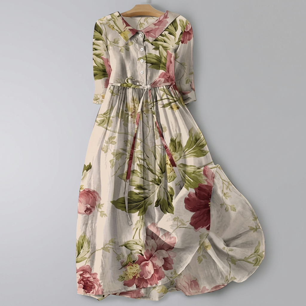 Blumiges Bohemian Maxi Shirt Kleid