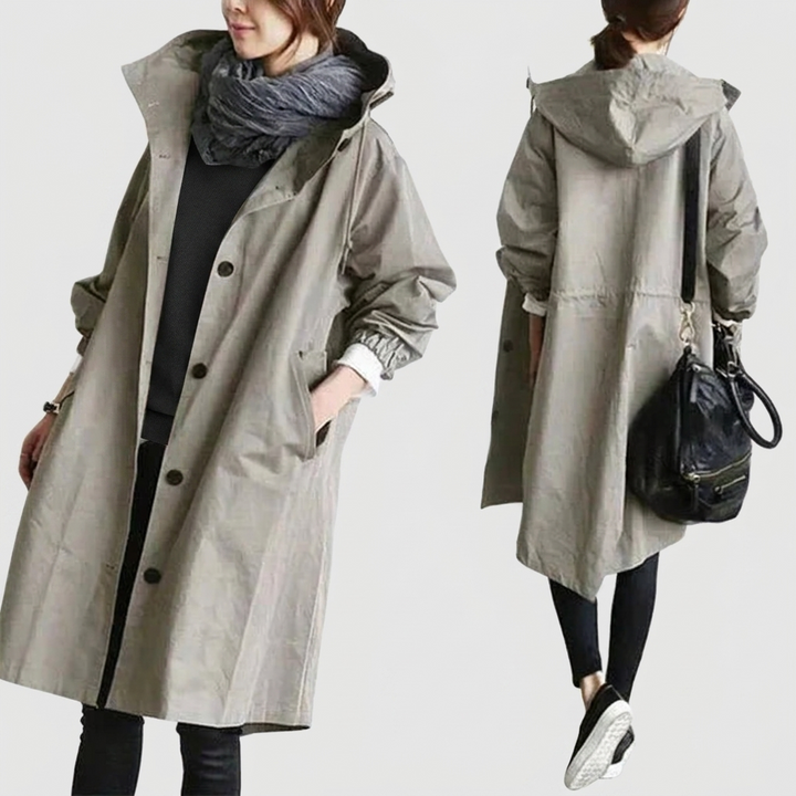 Übergrosser wasserdichter Trenchcoat mit Kapuze