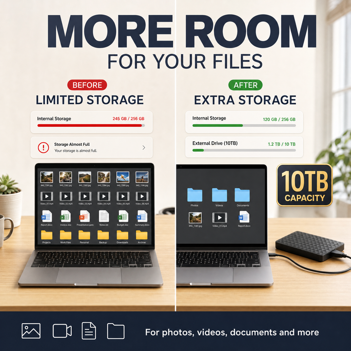Externe 10‑TB‑HDD – Tragbare USB‑3.0‑Festplatte für Dateien und Sicherungen