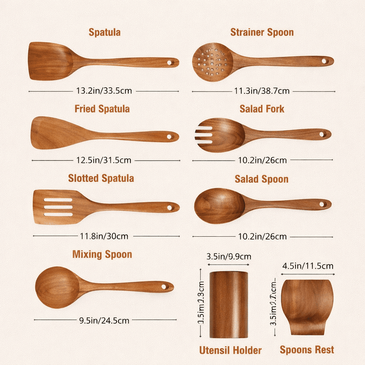 Traditionelles japanisches Küchenutensilien-Set aus Holz (7-teilig)