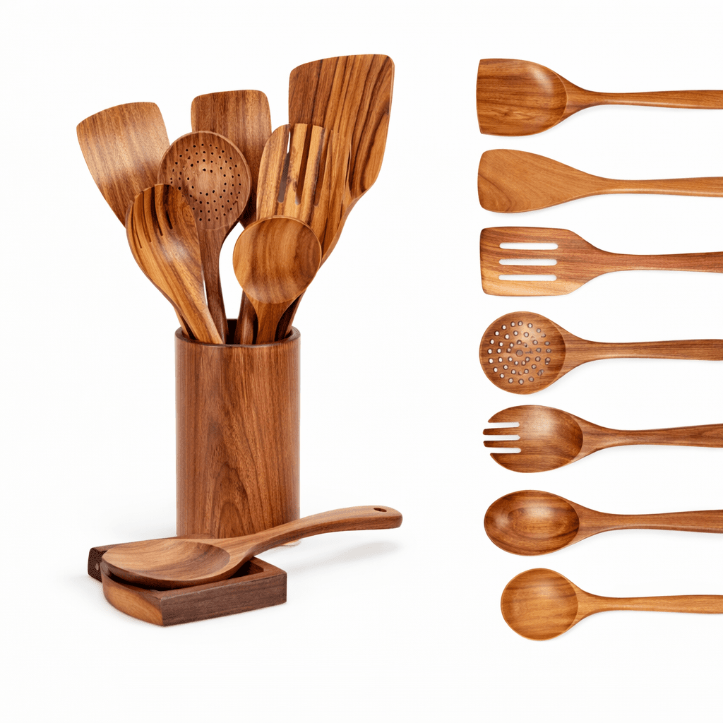 Traditionelles japanisches Küchenutensilien-Set aus Holz (7-teilig)