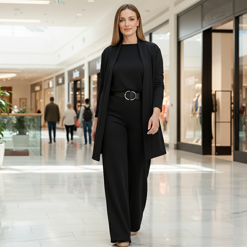3-teiliges Komfort-Set: Strickjacke, Top und Hose