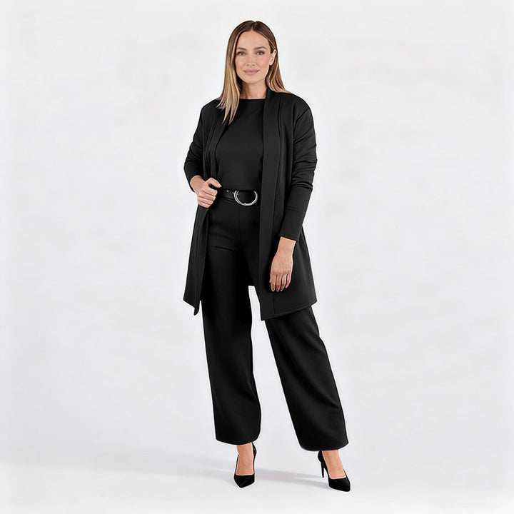 3-teiliges Komfort-Set: Strickjacke, Top und Hose