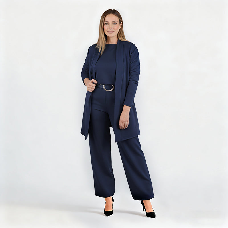 3-teiliges Komfort-Set: Strickjacke, Top und Hose