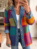 Patchwork-Karojacke im Vintage‑Stil mit Jeansbesatz