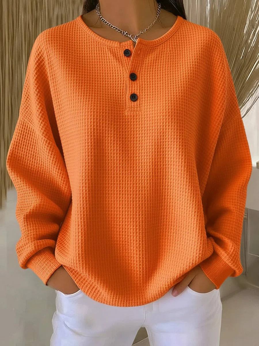 Damen warmer Waffelstrickpullover Cozy dicke Strick für kalte Tage