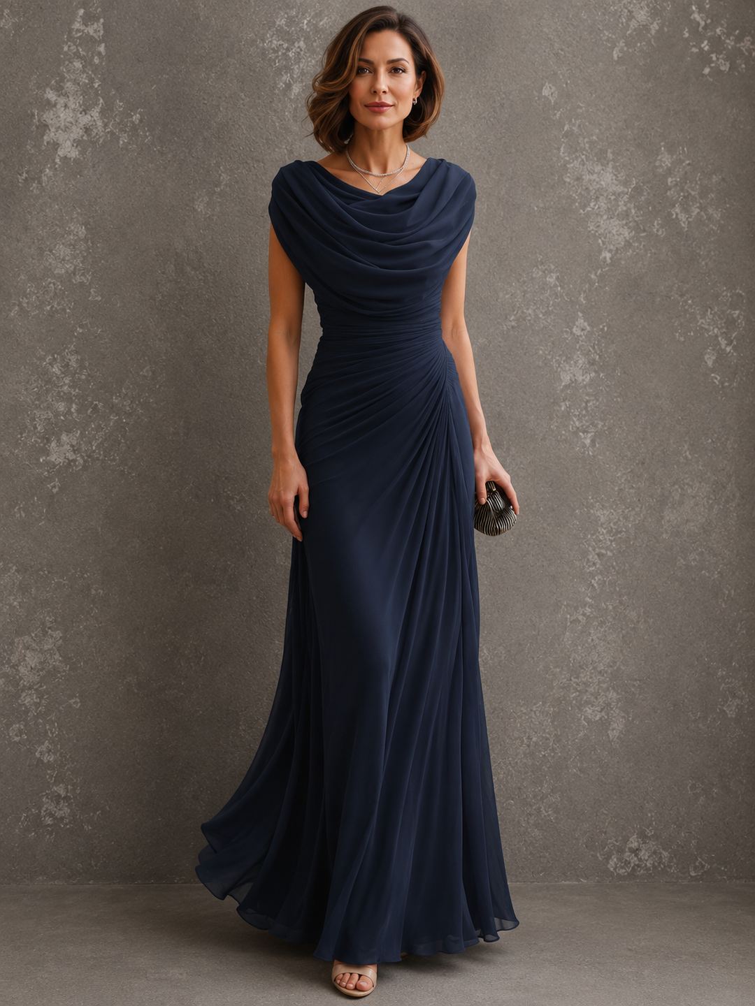 Drapiertes Maxikleid mit ärmelloser Silhouette