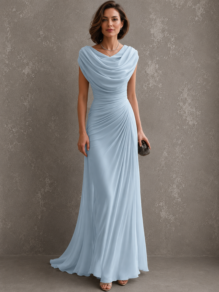 Drapiertes Maxikleid mit ärmelloser Silhouette
