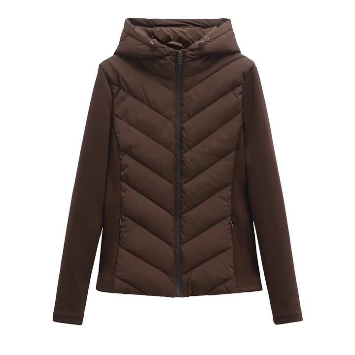 Leichte, gesteppte Damen-Winterjacke mit Kapuze und versteckten Taschen.