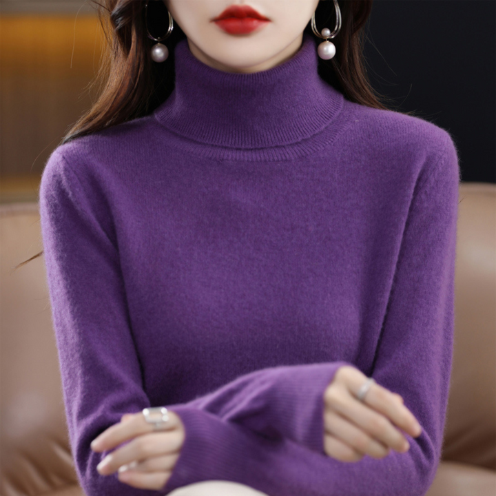 Damen‑Rollkragenpullover aus 100 % Kaschmir – weich, normale Passform