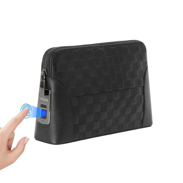 Leder-Herrenhandtasche mit Fingerabdruckschloss – Diebstahlsichere Clutch & Geldbörse