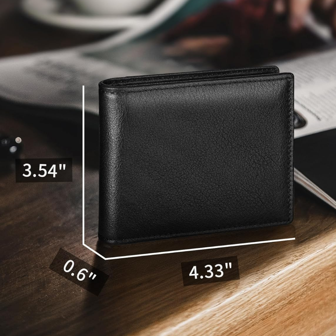 Herren-Bifold-Geldbörse aus echtem Leder mit RFID-Schutz