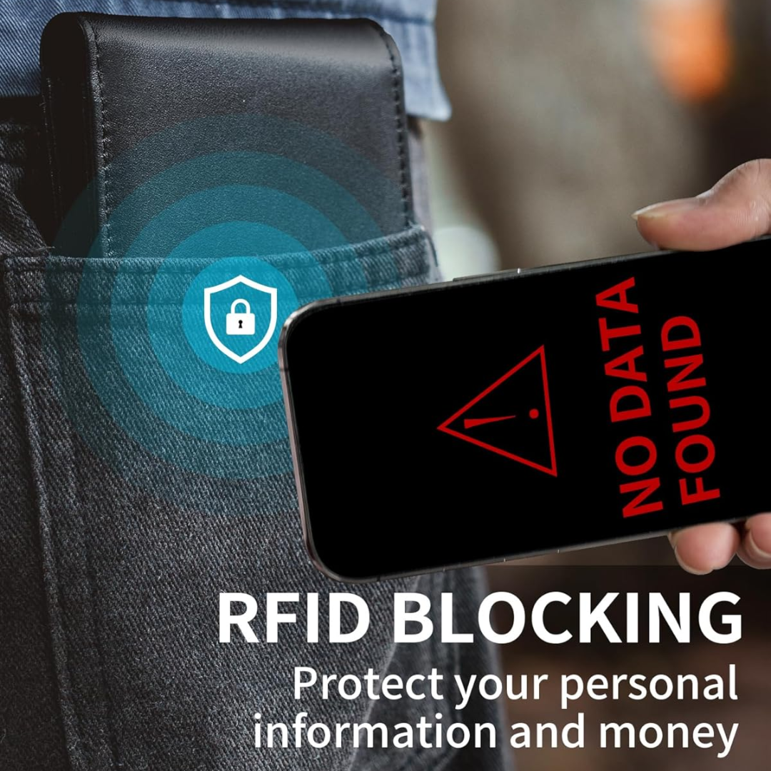 Herren-Bifold-Geldbörse aus echtem Leder mit RFID-Schutz