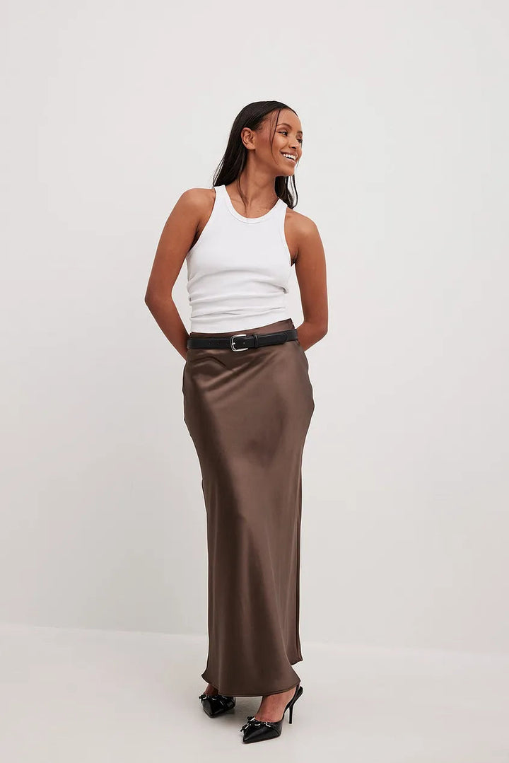 Satinrock mit hoher Taille – Leona