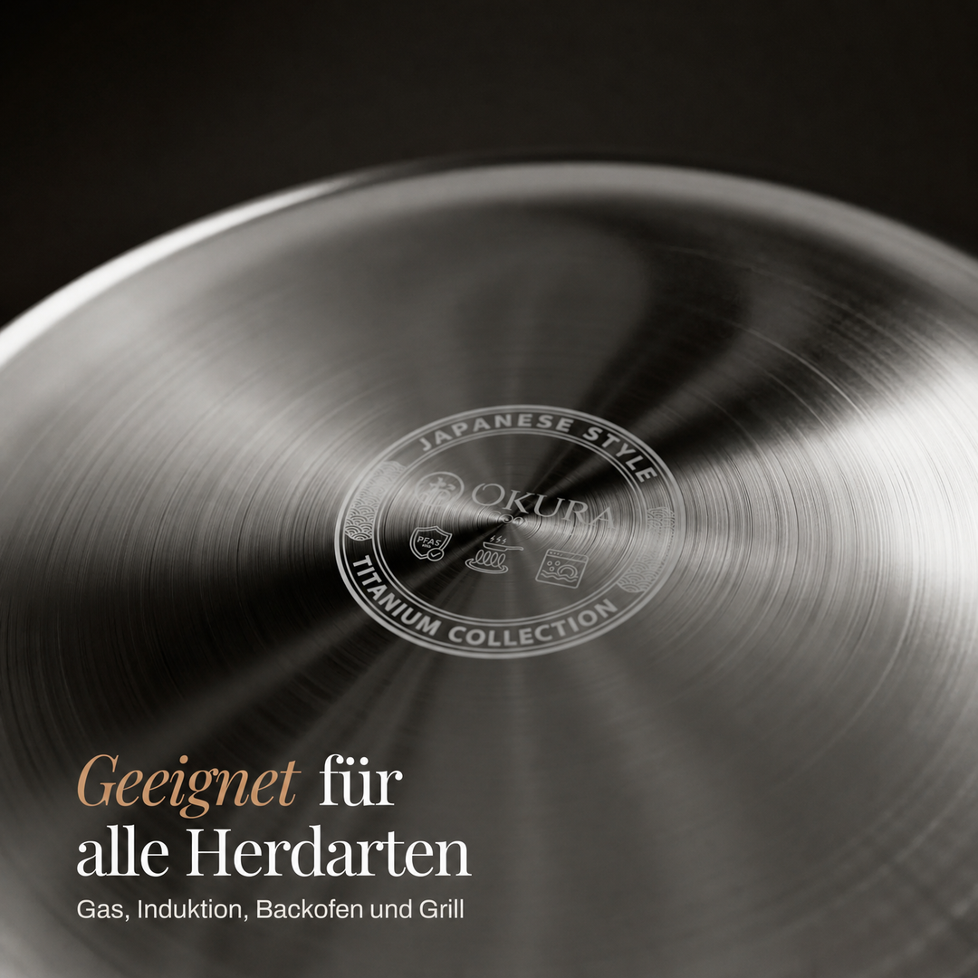Von Hand gehämmerte Titan-Bratpfanne mit beschichtungsfreier Oberfläche