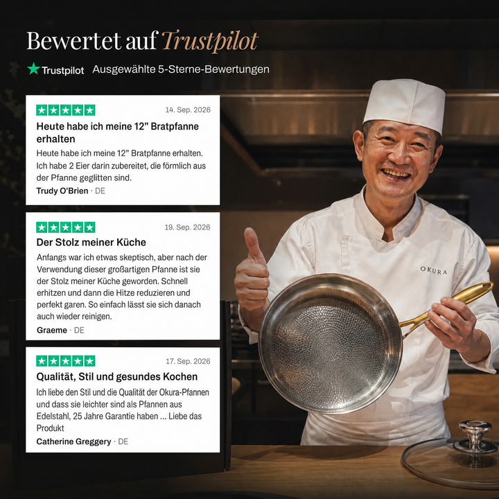 Von Hand gehämmerte Titan-Bratpfanne mit beschichtungsfreier Oberfläche