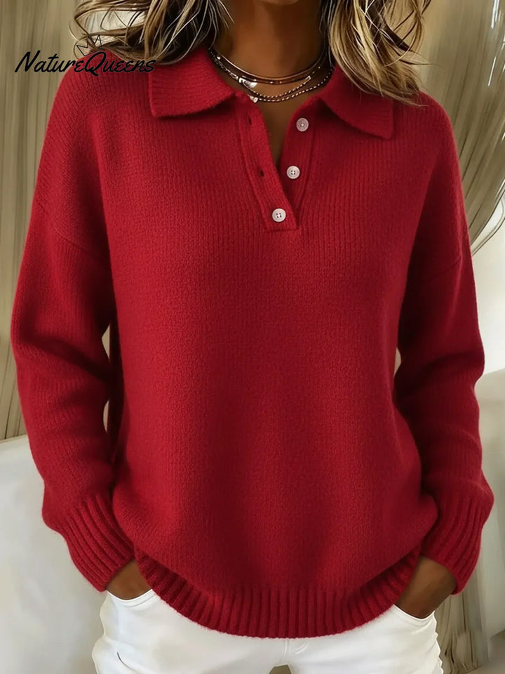 Klassischer Langarm-Pullover mit Polokragen für Herren und Damen, weicher elastischer Strick