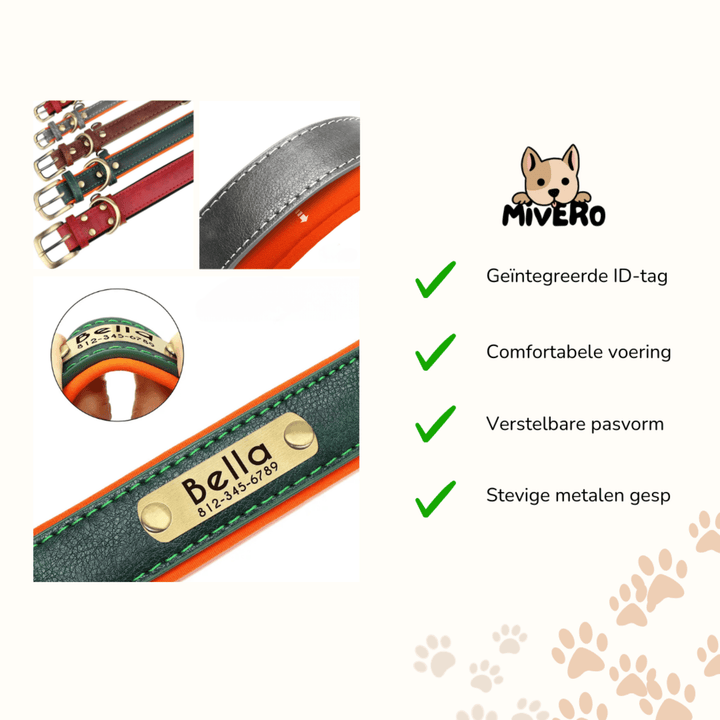 Graviertes Leder-Hundehalsband mit personalisiertem Namensschild