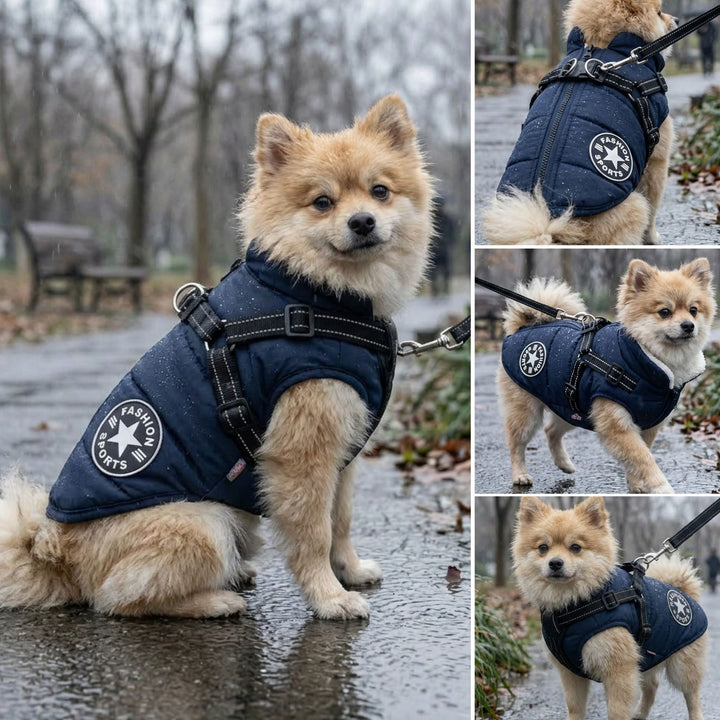 Winter Hundemantel mit integriertem Geschirr, gepolstert und gefüttert