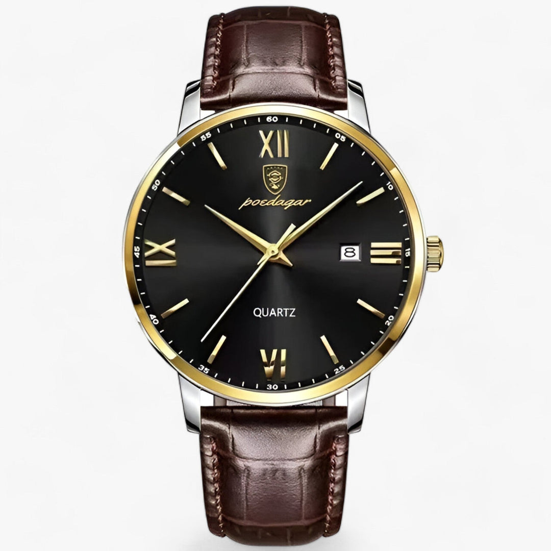 Luxuriöse Herrenarmbanduhr mit Lederarmband – Adrien