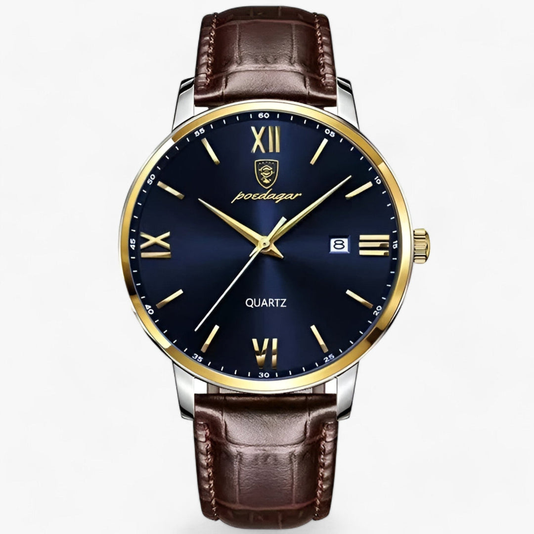 Luxuriöse Herrenarmbanduhr mit Lederarmband – Adrien