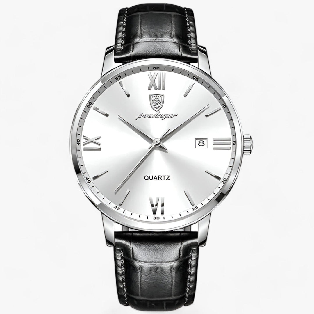 Luxuriöse Herrenarmbanduhr mit Lederarmband – Adrien