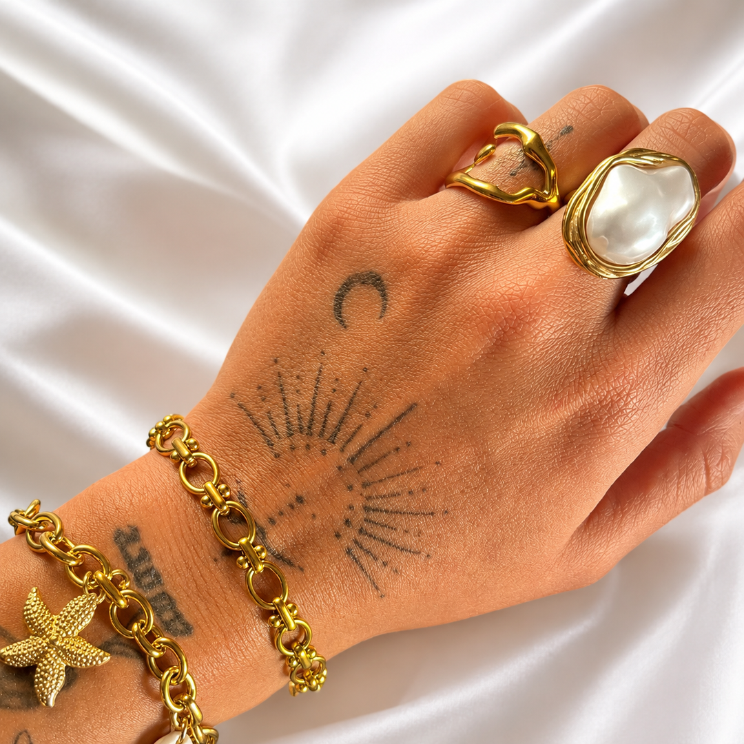 Drift – verstellbarer offener Ring – organisches Wellendesign