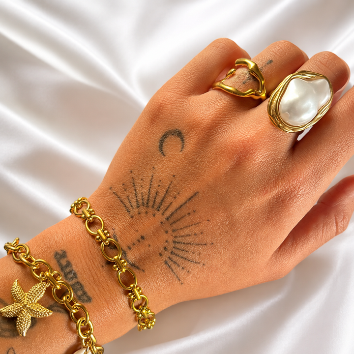 Drift – verstellbarer offener Ring – organisches Wellendesign