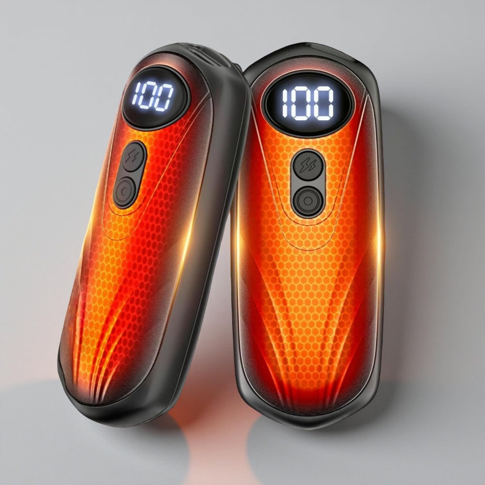 Aufladbare Handwärmer mit LED und fünf Wärmestufen, 2er-Set