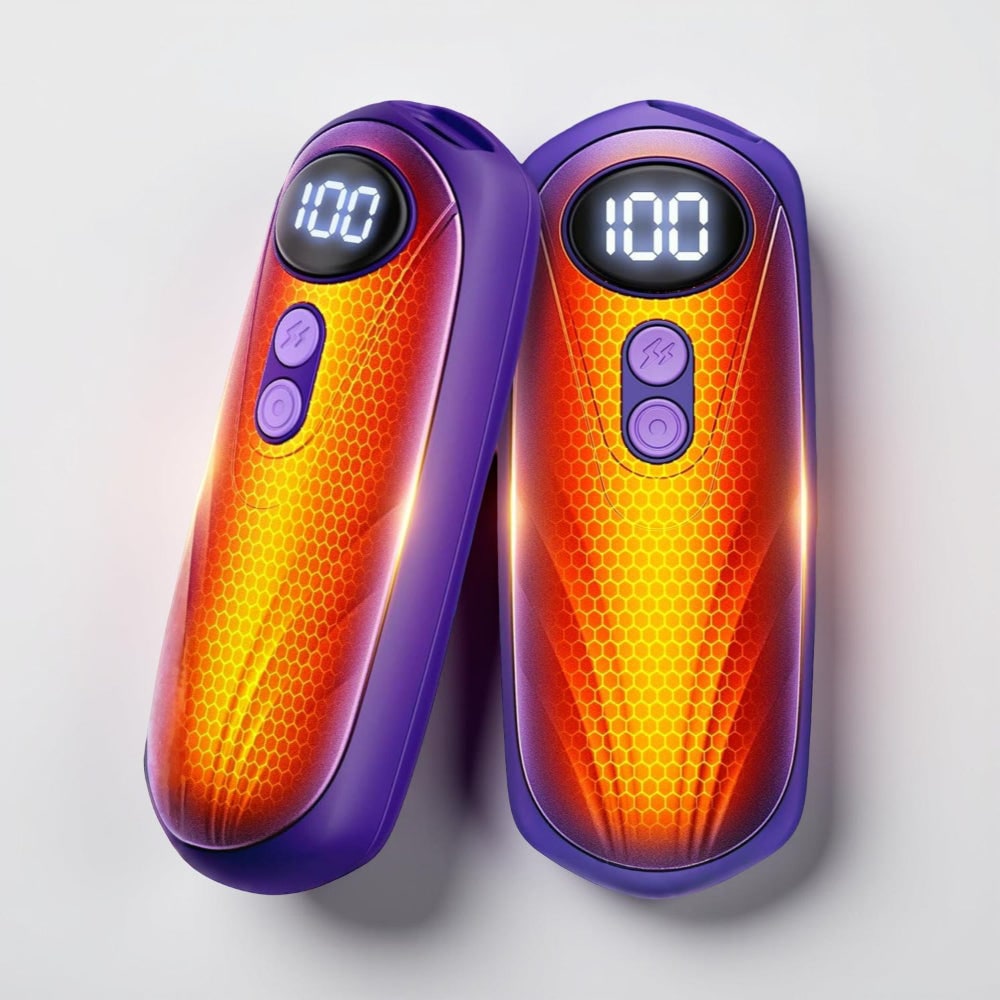 Aufladbare Handwärmer mit LED und fünf Wärmestufen, 2er-Set